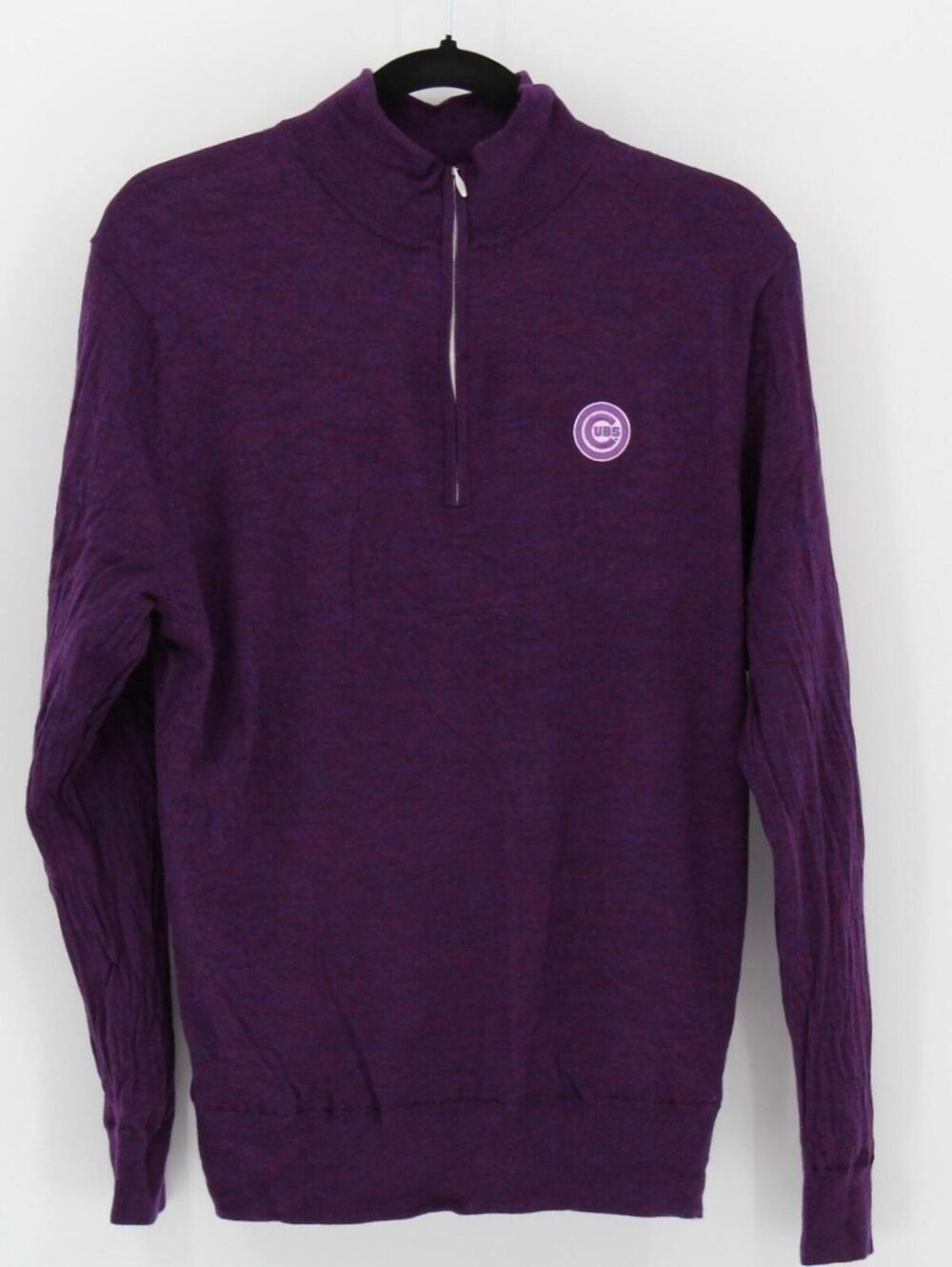 Full Turn Medium $198 Chicago Cubs Purple Loro Piana Merino Wool Quarter Zip